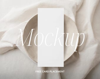 Mockupkaart Minimalistische Mockup Bruiloftsmenu Mockup Sjabloonlijst Modern Flatlay Programma Digitaal 4x9 Kaart Mockup Babyshower