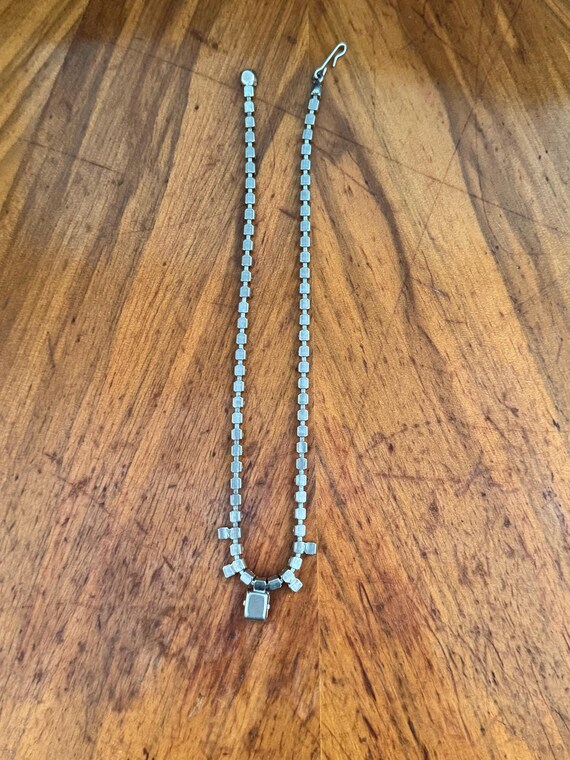 Mid-century clear rectangular rhinestone necklace - image 3