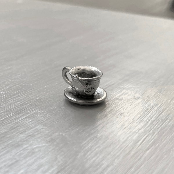 Pewter Tea Cup Charm - Tea Party Charm - Cute Food Charms - 3D Antiqued Silver Tone Pewter Pendant - Jewelry Charm Finding