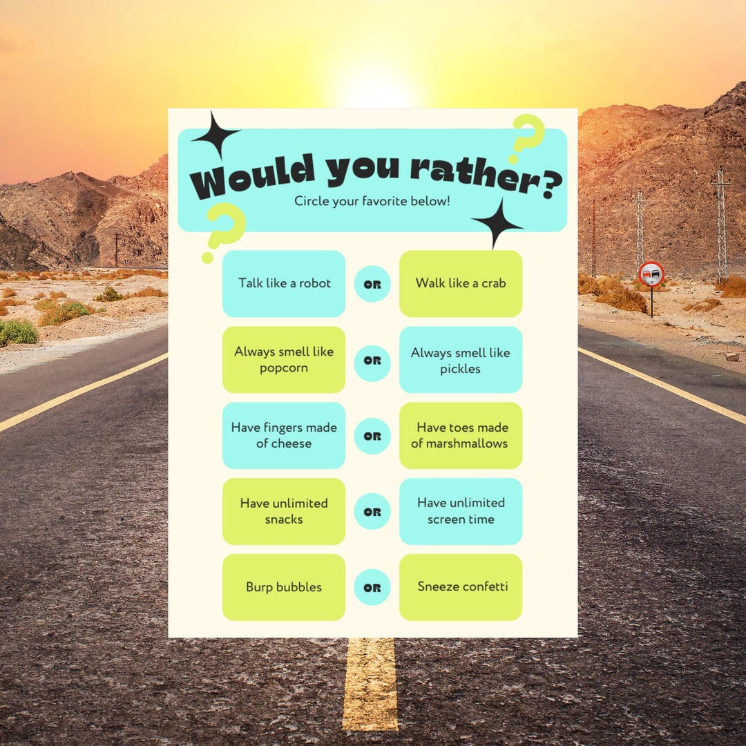 Kids Printable Would You Rather Game | Funny Questions Activity ...