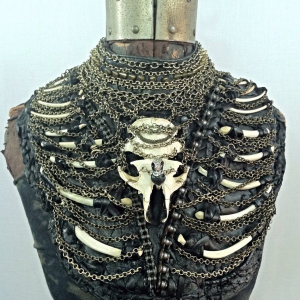 Skull and Chain Ribcage Breast Plate Body Armor