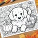 Adorable Puppy in Fall Coloring Page - Printable Autumn Dog Art for ...