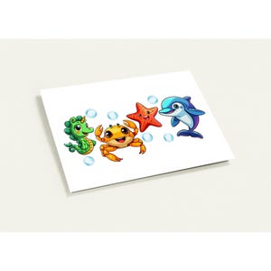 Kartoon Meer | Meeresbewohner | 10er Set Grußkarten (EU & RoW)