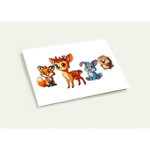 Amis animaux de la forêt en dessin animé | Lot de 10 cartes de vœux (Europe et Allemagne)