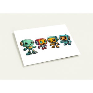 Cartoon Robots | Pack of 10 Greeting Cards (EU & RoW)