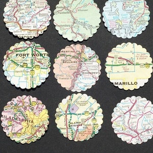 Karte Papier Kreise - 100 Vereinigten Staaten Vintage Straße Atlas recyclinged Kreise, Handwerk liefert, Reise-Thema-Party-Dekor, Karte Hochzeit Konfetti