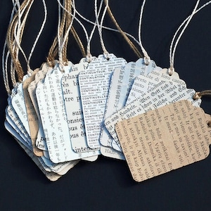 Foreign Language Gift Tags- 15 recycled vintage paper gift tags, wedding favor tags, travel party favor tags, packaging, gift wrapping