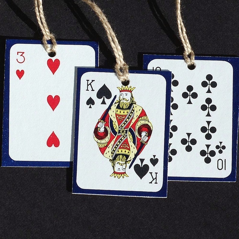 Poker Gift Tags Pokeno Playing Card Hang Tags, Recycled, Alice in