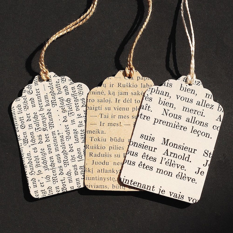Foreign Language Gift Tags 15 Recycled Vintage Paper Gift Etsy