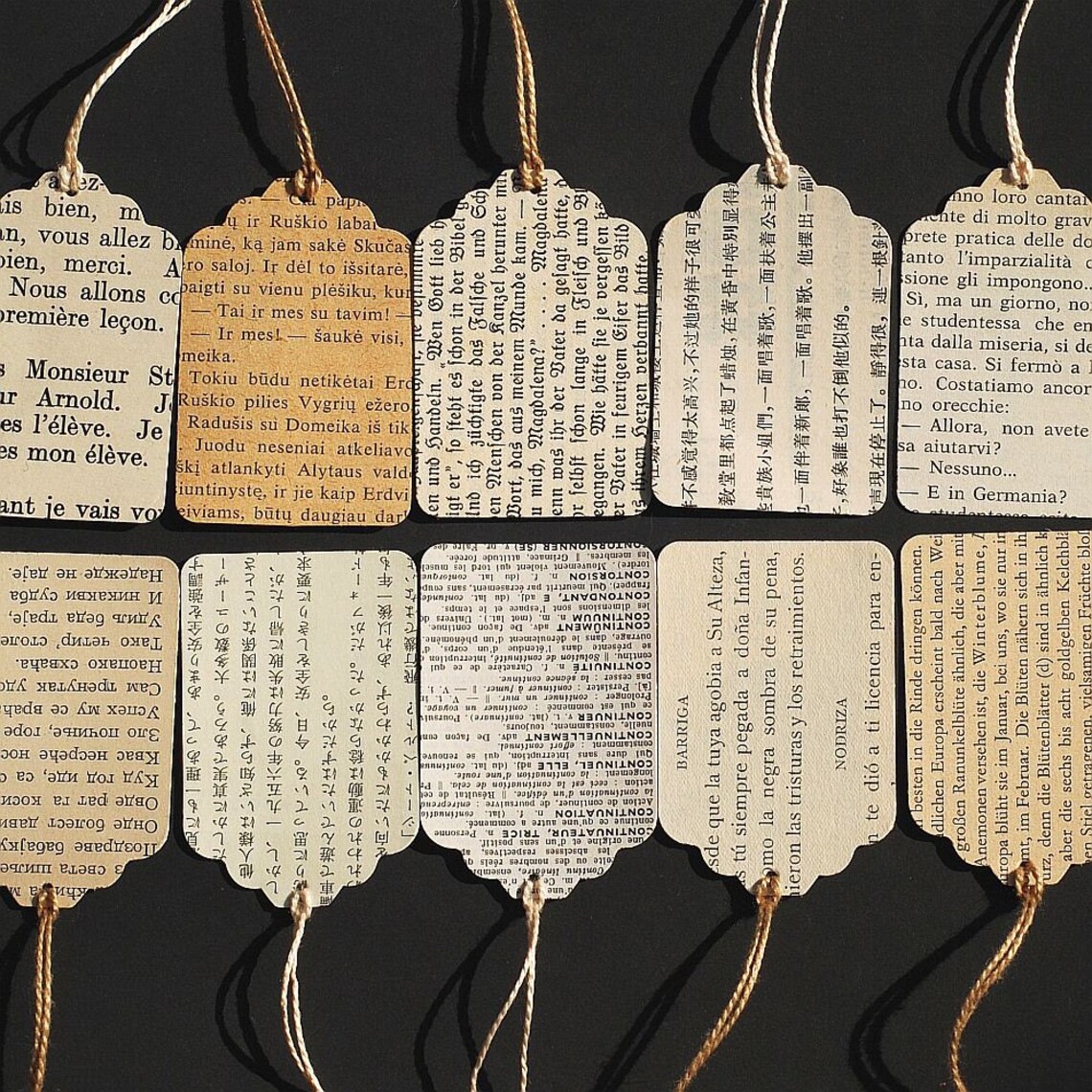 Foreign Language Gift Tags- 15 Recycled Vintage Paper Gift Tags ...