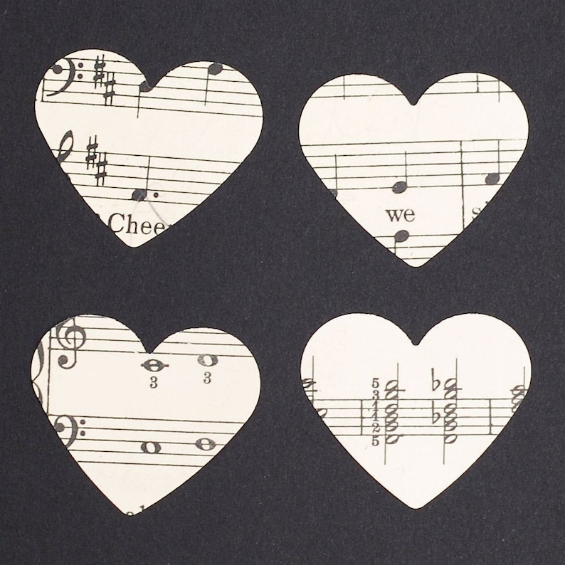 Music Paper Hearts 100 Vintage Sheet Music Paper Hearts Etsy UK