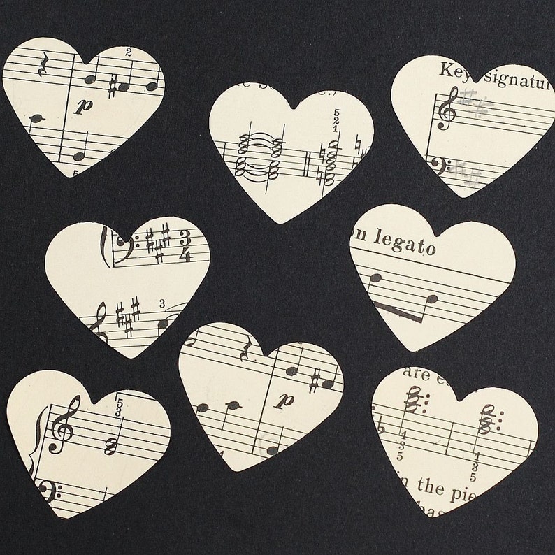 Music Paper Hearts 100 Vintage Sheet Music Paper Hearts Etsy UK