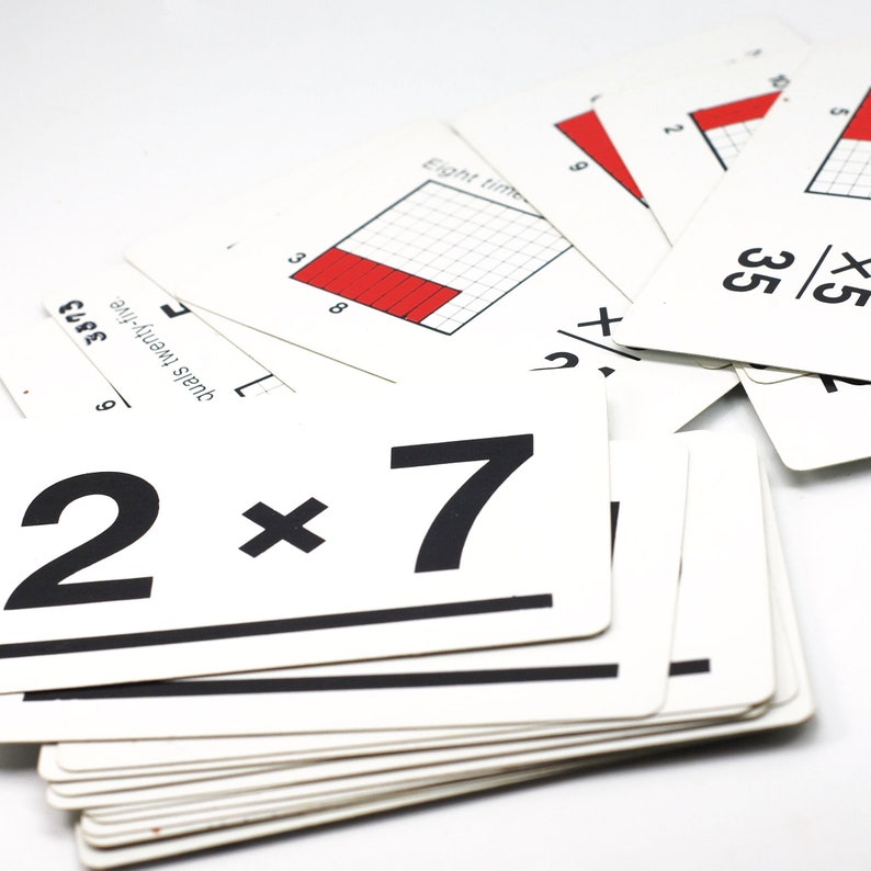 Extra Math Card Vintage Math Flash Cards- 20 Multiplication Cards, School Supplies ...
