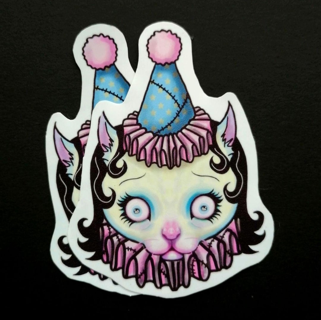 Cat Clown Sticker Weird Animal Art Kidcore Vinyl Circus Kitty Cute cat-clown-sticker-weird-animal-art-kidcore-vinyl-circus-kitty-cute