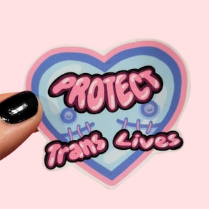Protect trans lives sticker - top surgery, ftm, Trans pride flag, trans rights, queer accessory, trans joy, LGBTQ+, vinyl