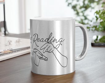 Happy Reading in American Sign Language & English | Metallic Mug (Silver/Gold)
