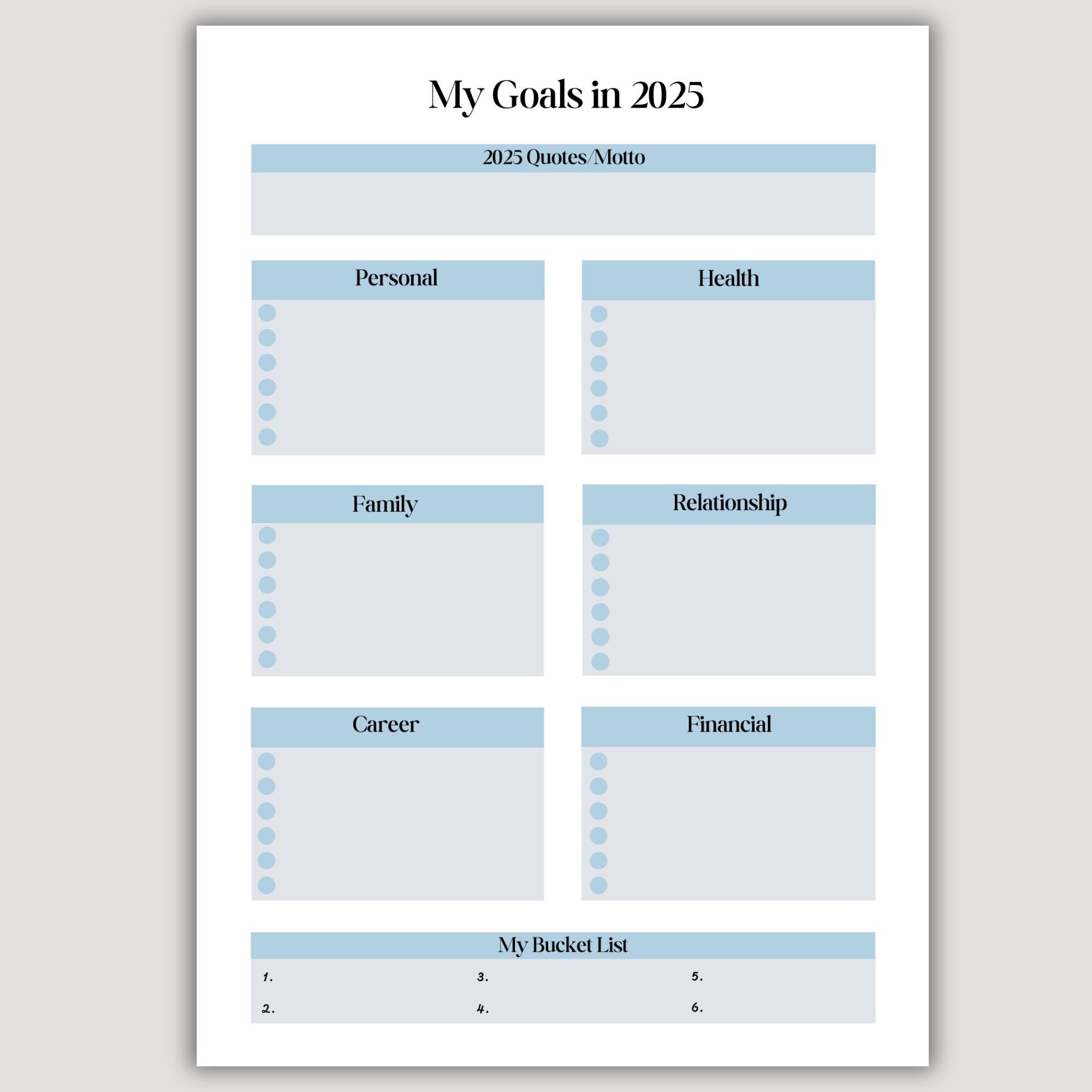 2025 Goal Setting Template Goals Template Goal Planner for 2025 Goal ...