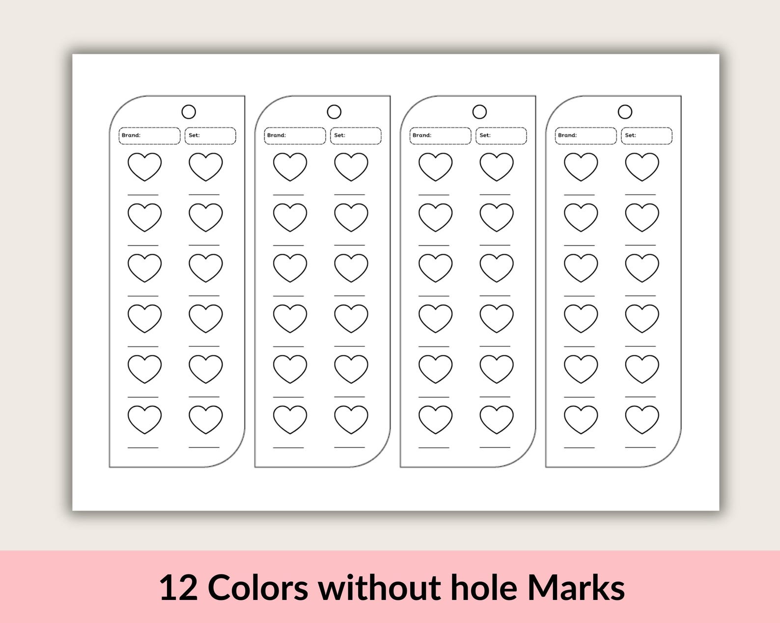Printable Color Swatch Chart Portable Cards Bookmark: Watercolor ...