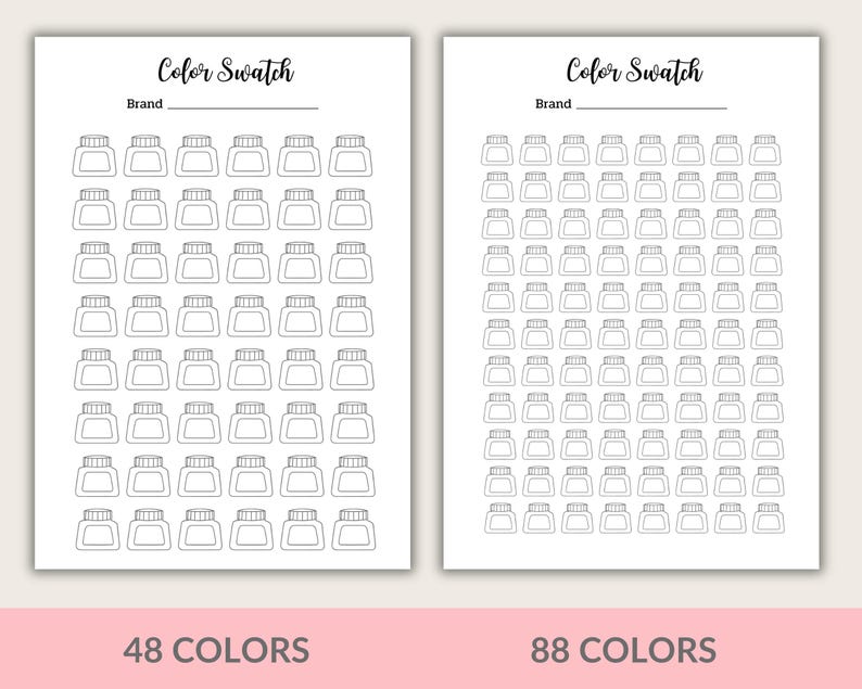 Color Swatch Chart Bundle Printable Blank Color Swatch Ink Swatch