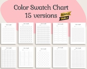 Printable Color Swatch Chart Bundle: Ink, Paint, Marker (Digital Download)