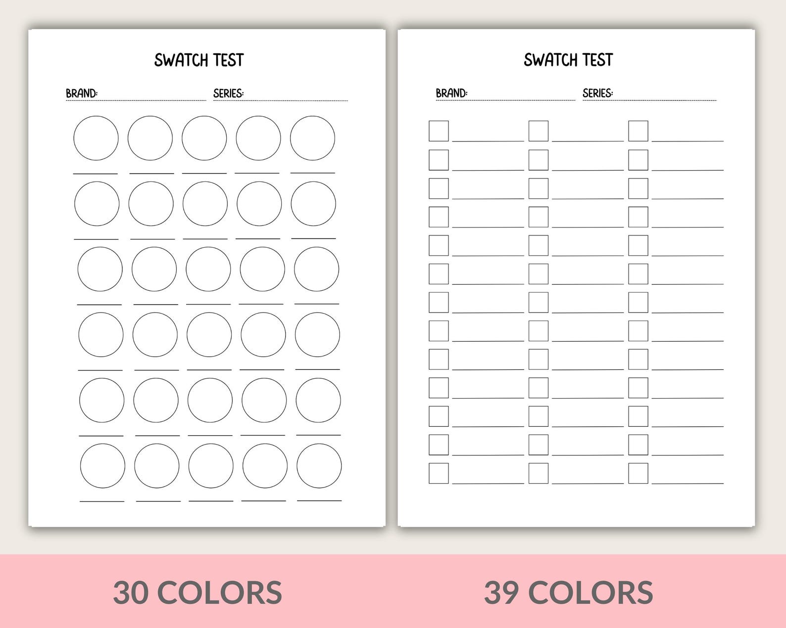 Color Swatch Chart Bundle, Swatch Test Printable, Blank Color Swatch ...