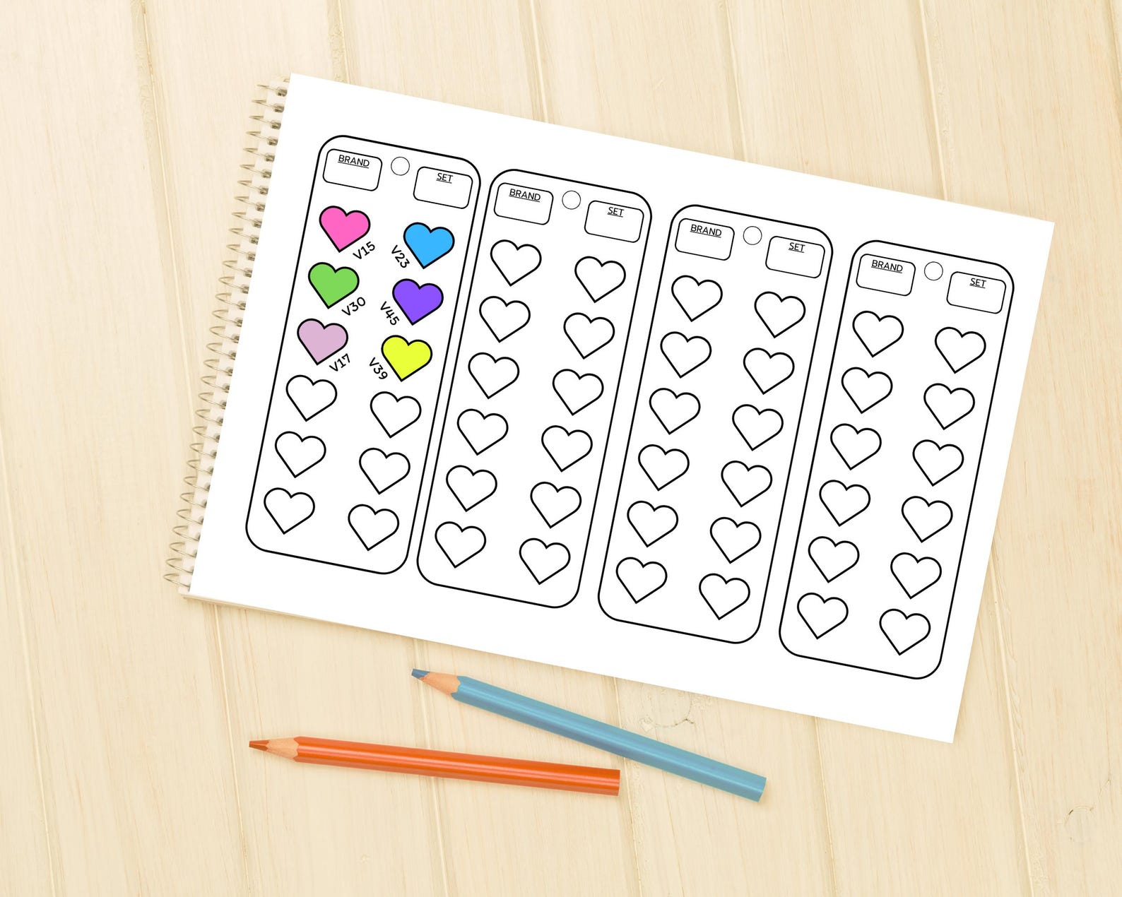 Printable Color Swatch Cards Portable Bookmark: A4/letter Size, Alcohol ...