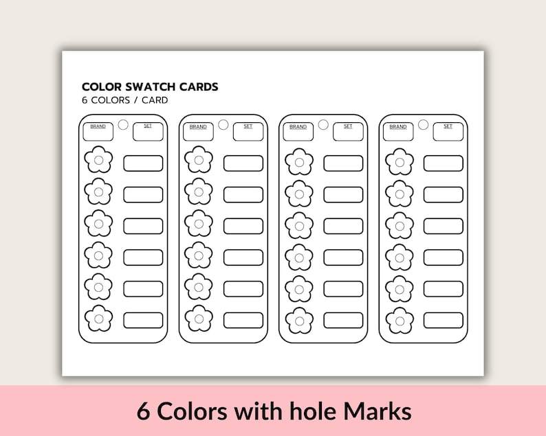 Printable Color Swatch Chart Portable Bookmark: Watercolor, Acrylic ...