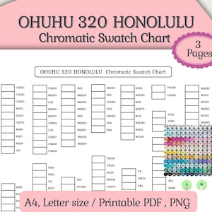 Ohuhu 320 Honolulu Marker Chromatic Swatch Charts, 320 Honolulu Serie, Acrylic Marker Test Sheets, PDF & PNG, Instant Download