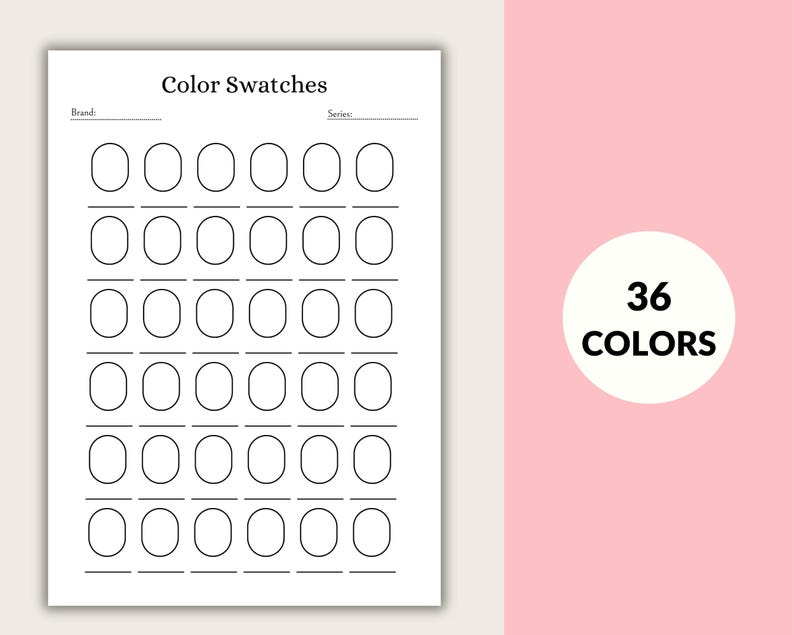 Color Swatch Chart Bundle Printable, Blank Color Swatch, Alcohol Marker ...