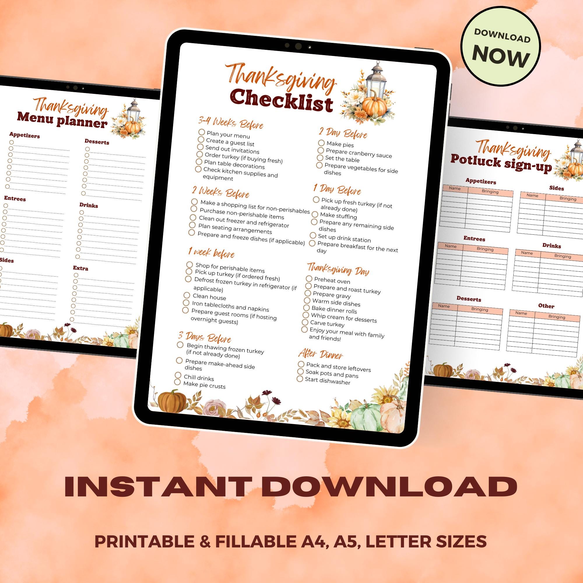 Thanksgiving Checklist Printable, Thanksgiving Dinner Checklist ...