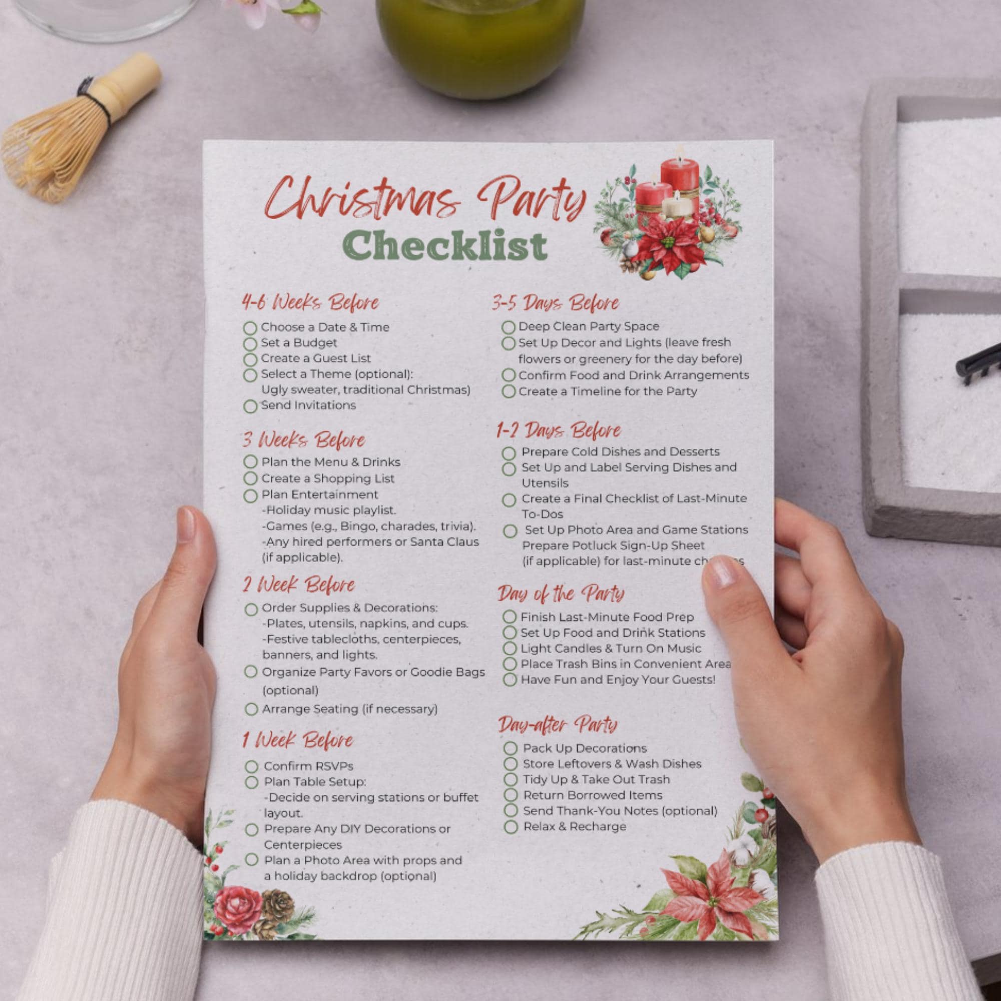 Christmas Party Checklist Printable Menu Planner Potluck Sign up