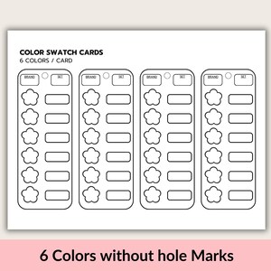 Printable Color Swatch Chart Portable Bookmark: Watercolor, Acrylic ...