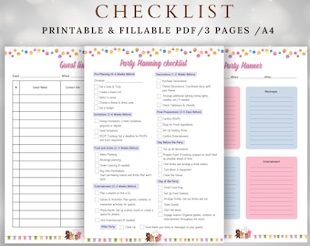 Party Planning Checklist: Printable Guest List & Planner (A4 PDF)