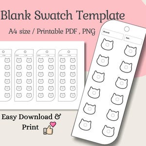 Blank Swatch Printable Swatch Sheet Paint & Color Swatch Template DIY Aquarell Acryl Marker Blank Swatch Template Instant Download PDF