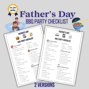 Lista de verificación imprimible para la fiesta de barbacoa del Día del Padre (tamaño A4 y PDF tamaño carta) / Planificador de barbacoa en el patio / Lista de verificación para parrilla / Descarga instantánea I Party