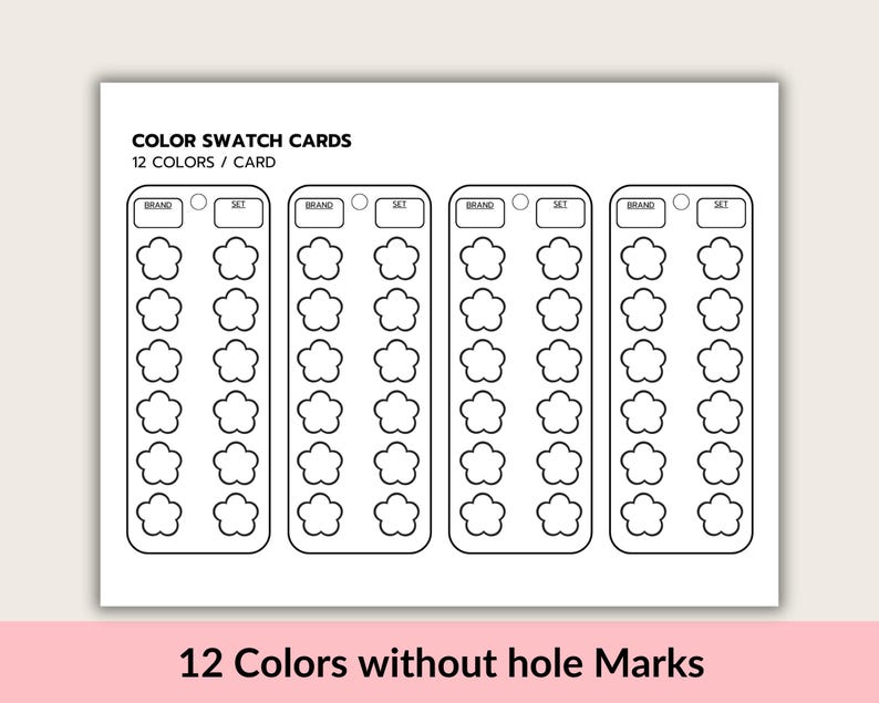 Blank Swatch Printable Swatch Sheet Paint &amp; Color Swatch Template DIY Watercolor Acrylic Markers ...