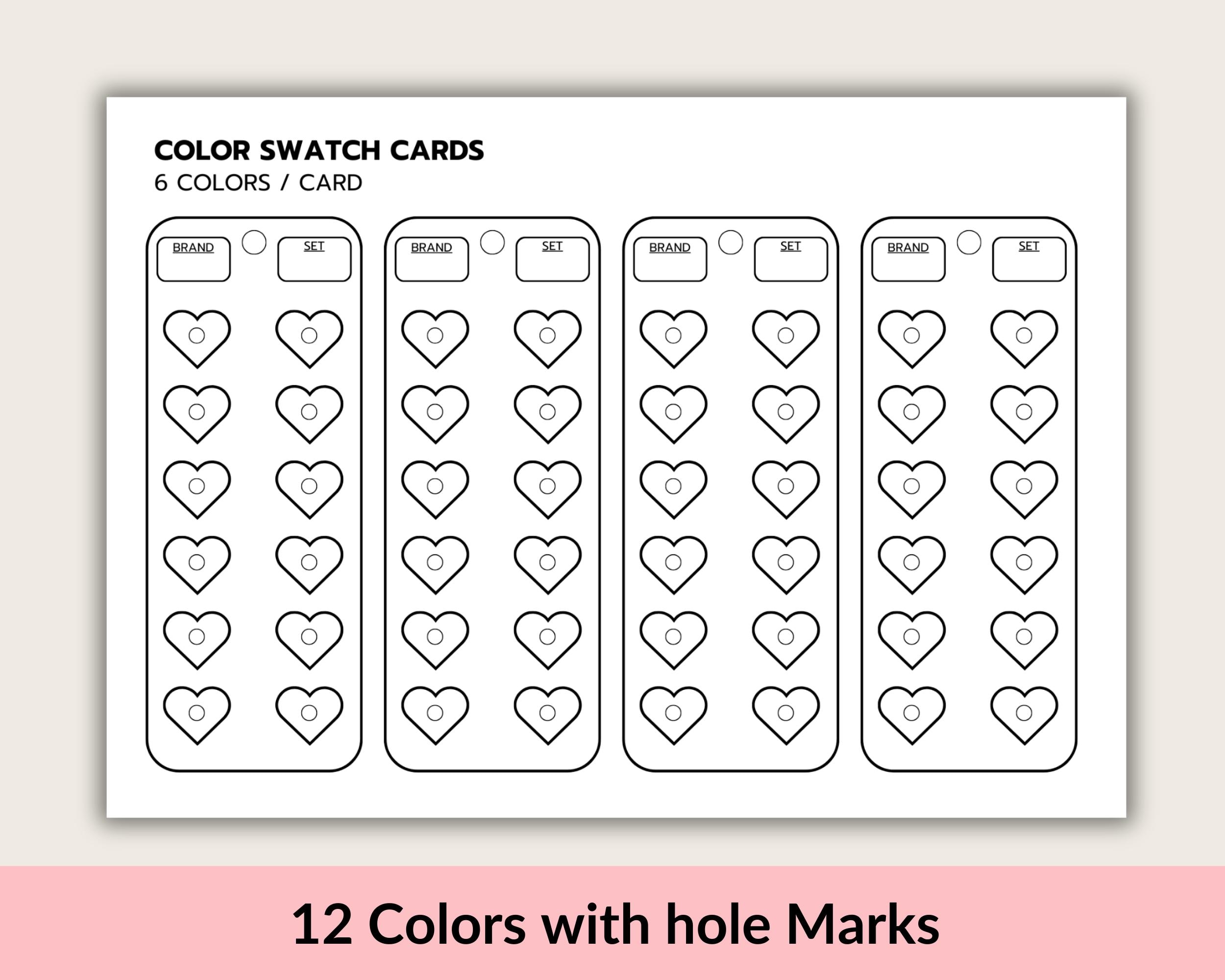 Printable Color Swatch Cards Portable Bookmark: A4/letter Size, Alcohol ...