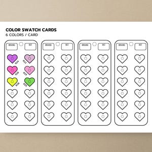 Printable Color Swatch Cards Portable Bookmark: A4/letter Size, Alcohol ...