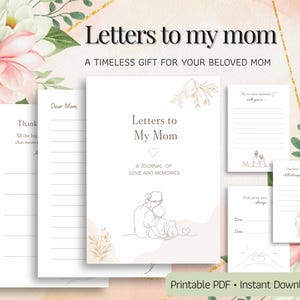 Letters to Mom Printable Journal, Mother's Day Keepsake (PDF Download)