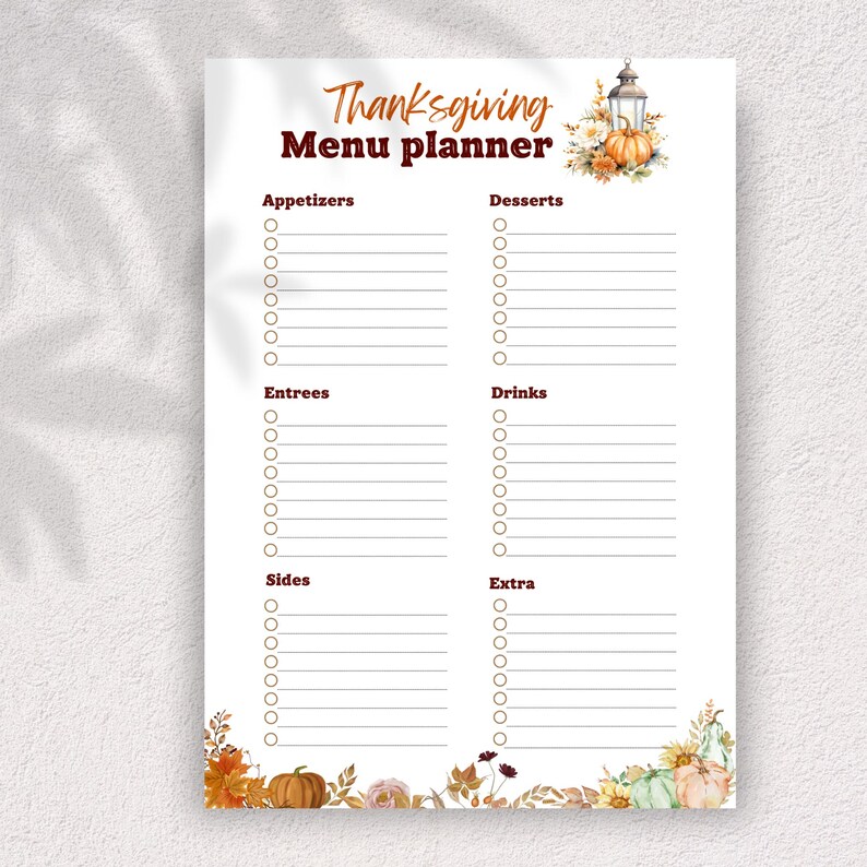 Thanksgiving Planner Bundle, Checklist, Menu, Potluck Sign-up ...
