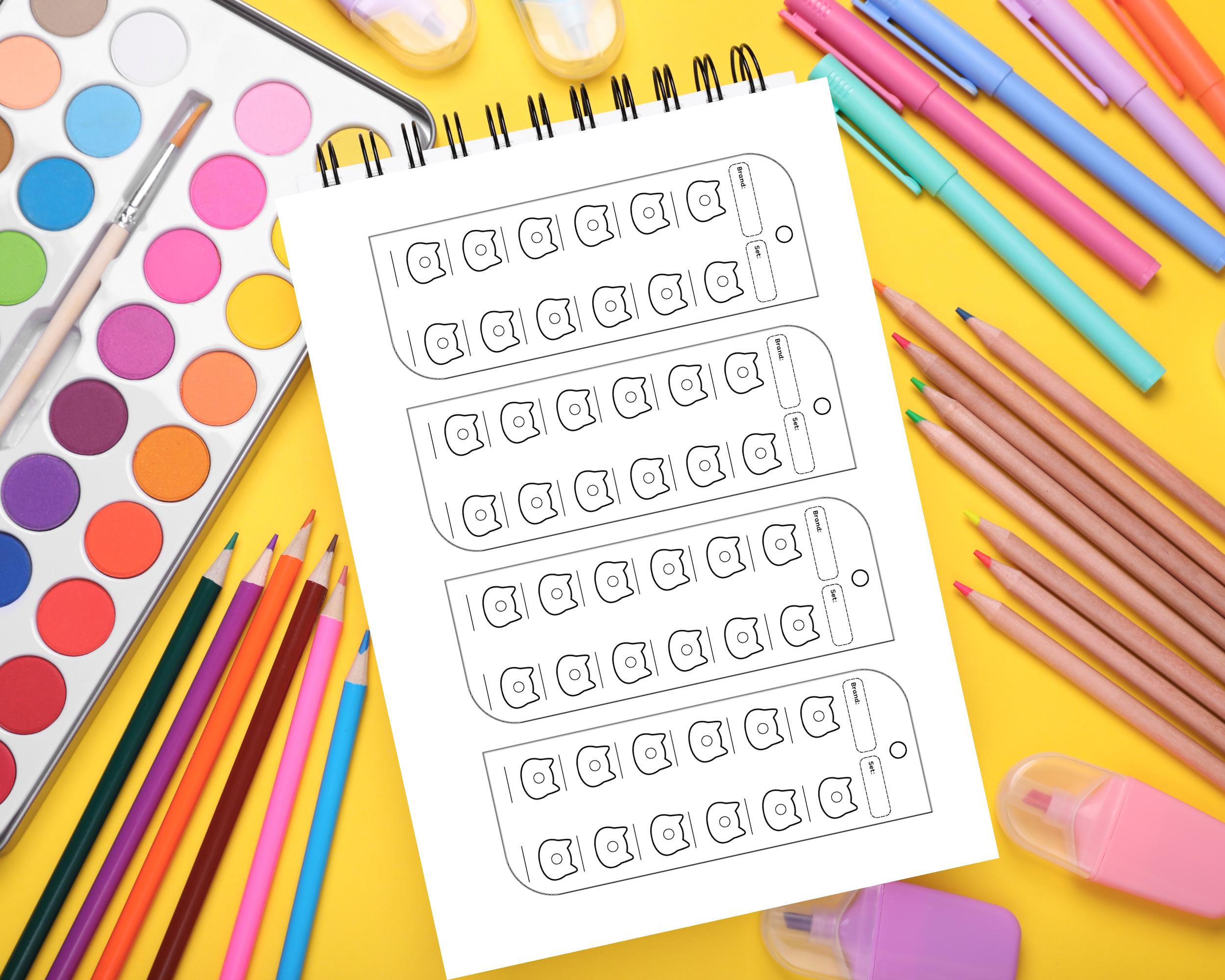Printable Color Swatch Chart Bookmark Kitty : Watercolor, Acrylic ...