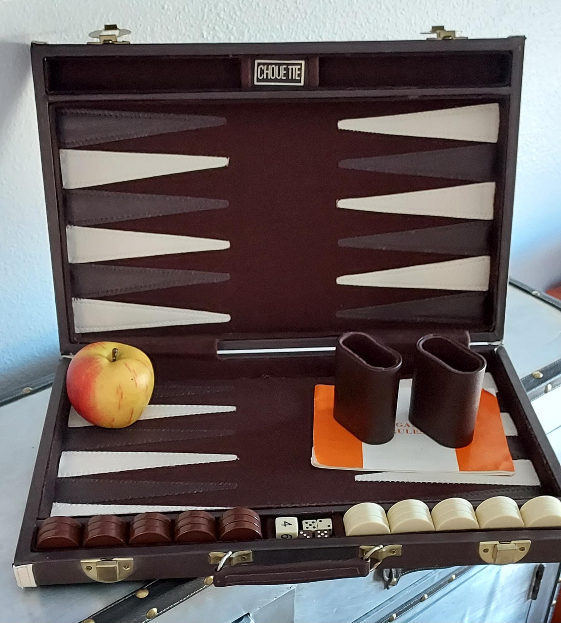ヴィンテージ CHOUETTE バックギャモン トラベルセット：ブラウン