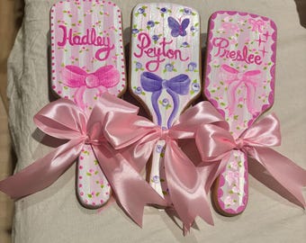 Hand painted, personalized hair brushes