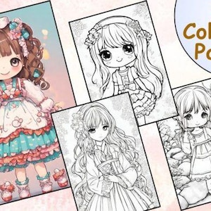 Adorable Kawaii Doll Coloring Pages | 12 Cute Printable Coloring Sheets for Kids & Girls | Instant Digital Download
