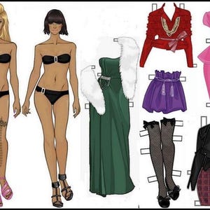 Set di bambole di carta alla moda stampabili – Vestiti per bambole fai da te da abbinare – Bambola moderna da vestire per bambini e adolescenti – Download immediato