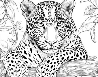 Leopard Coloring Page: Printable Animal Art for Kids & Adults (Digital Download)