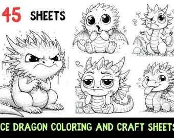 Dibujos de dragones para colorear / Arte fantástico para niños (Descarga PDF)