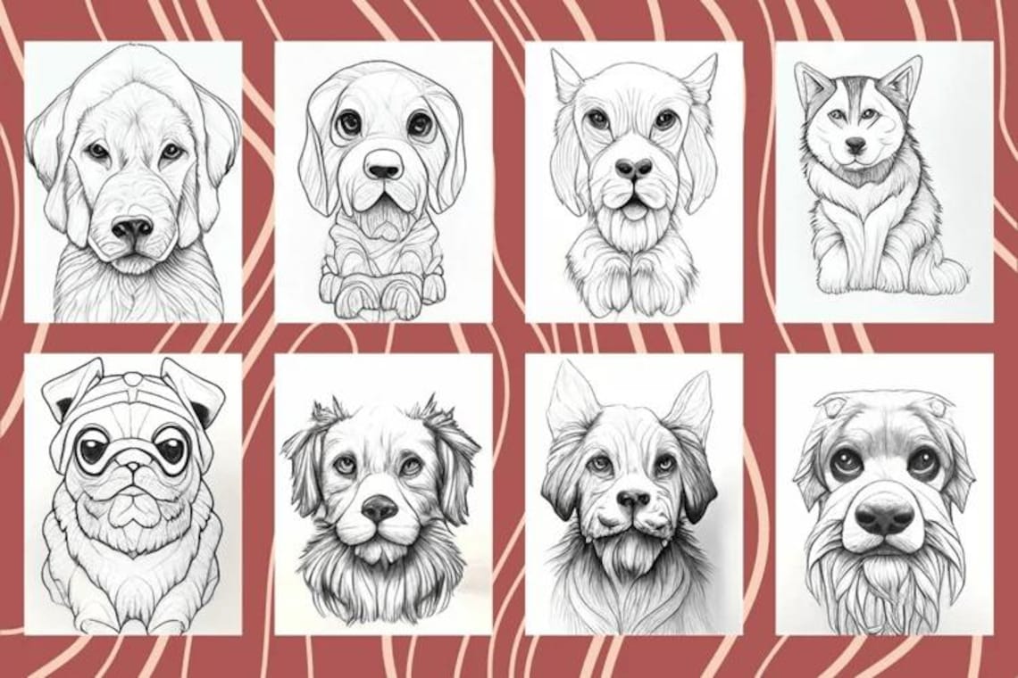 Dog Coloring Pages - Cute Dogs Printable Coloring Book - Etsy
