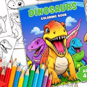 Dinosaur Coloring Book: 50+ Fun Dino Pages, Ages 4-8