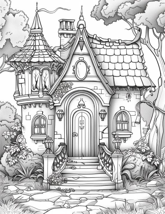 Witch Cottage Coloring Book For Adults - Spiral Bound, 30 Mystical Pages For Stress Relief - View #9